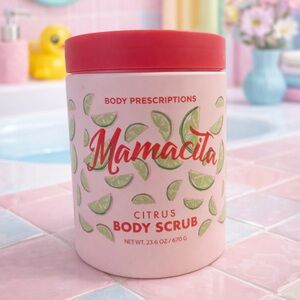 Mamacita Citrus Body Scrub — Pink Jar with Green Lime Accents